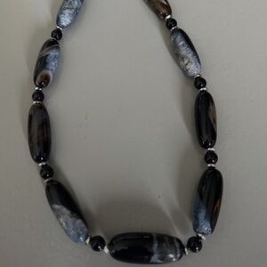 Kyanite Onyx sterling silver magnetic clasp necklace